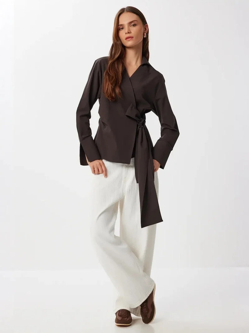 Lovely Istanbul ISTANBUL Double Breasted Tie Closure Blouse