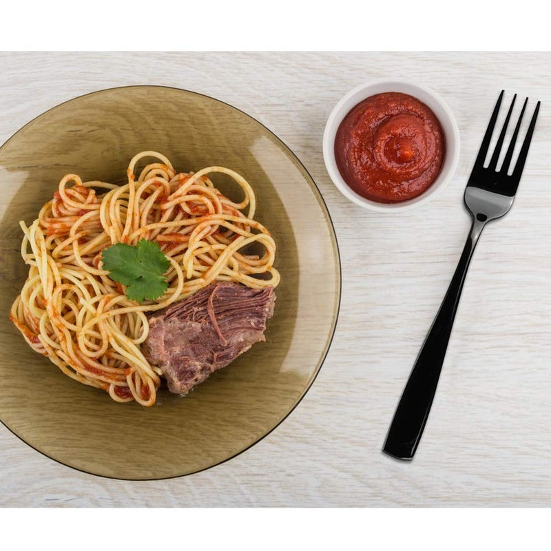 Teyyvn 16 قطعة من شوك العشاء المصنوعة من الفولاذ المقاوم للصدأ باللون الأسود بلمسة نهائية عاكسة مقاس 8.07 بوصة - Image 5