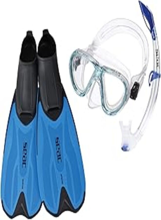 Seac Set Spinta, Package with Dive Mask, Snorkel and Fins, for Adults and Kids