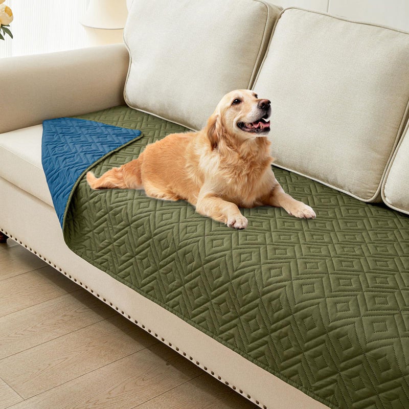 hyha Waterproof Dog Blanket Soft Pet Bed Blankets Waterproof Sofa Couch Cover for Dogs Washable Reversible Pet Couch Covers for Sofa Furniture 30x70 Inch GreenNavy Blue - Image 2