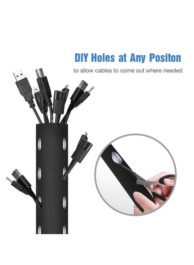 XiuWoo Cable Management Sleeve Cuttable Neoprene Cord Organizer System Flexible Wrap Cover Wire Hider for Desk TV Computer Office Home Theater - Image 4