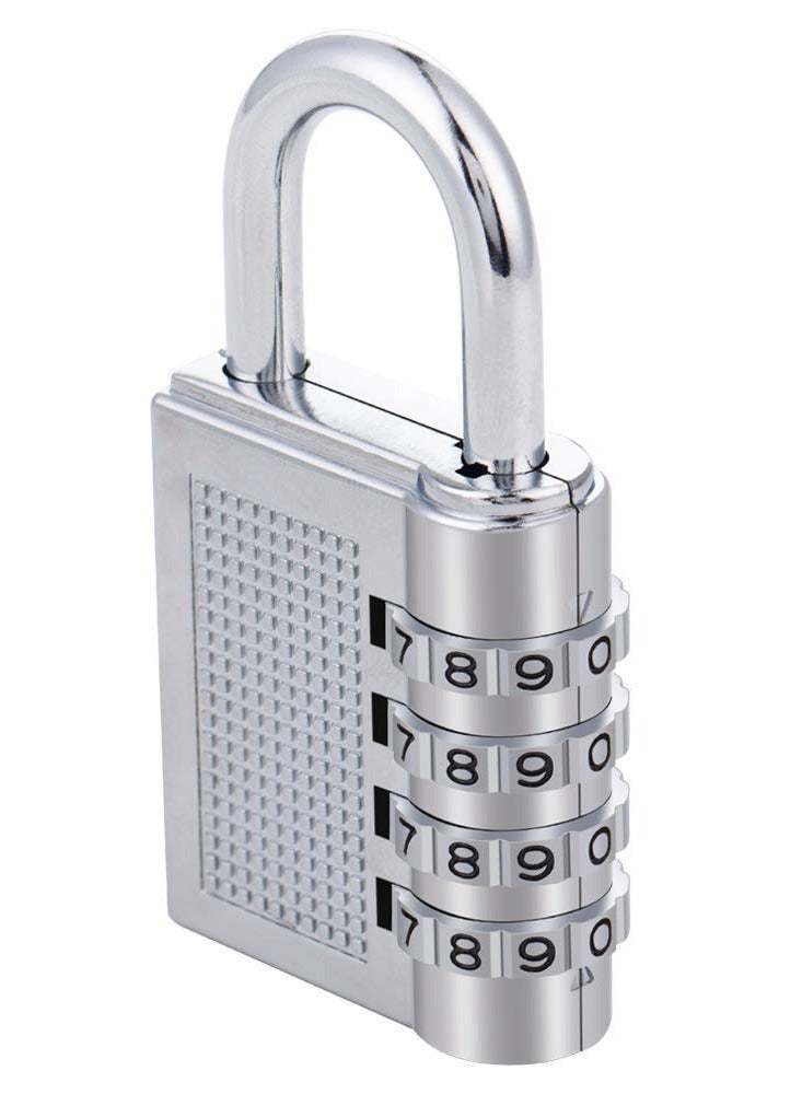 4 Digit Combination Padlock 40mm , Security Padlock, Luggage Travel Locks, Code Lock with Alloy Body for Travel Suitcases, Luggage Bags, Locker, School Gym, Bike Lock - Zinc Finish- Silver  - Image 2