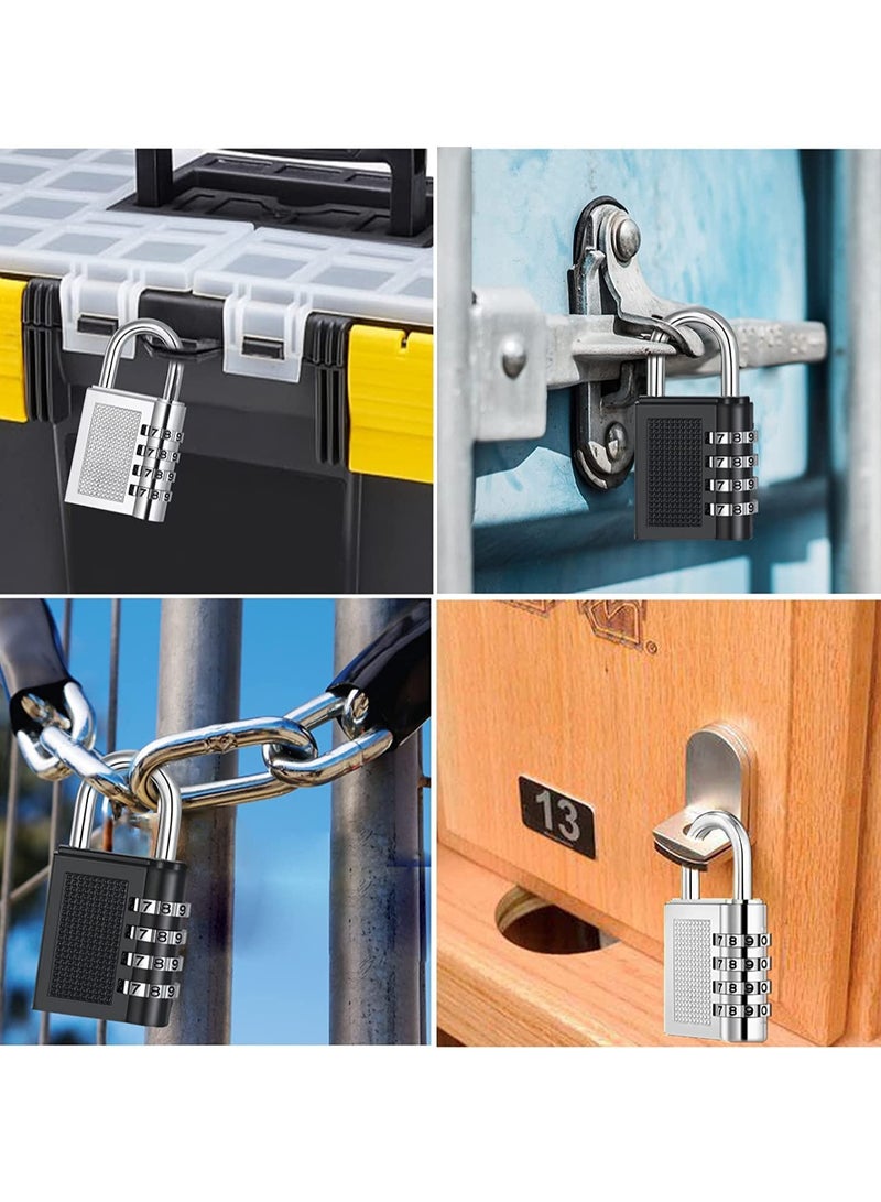 4 Digit Combination Padlock 40mm , Security Padlock, Luggage Travel Locks, Code Lock with Alloy Body for Travel Suitcases, Luggage Bags, Locker, School Gym, Bike Lock - Zinc Finish- Silver  - Image 5