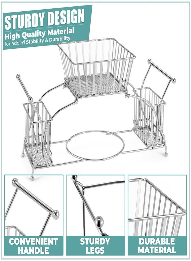 سوربوس حامل أدوات المائدة من سوربوس - يُستخدم للمناديل، وأدوات المائدة، وحامل الأطباق - حامل أدوات مائدة قابل للتكديس، منظم سطح الطاولة - مثالي لطاولة الطعام، والحفلات، والبوفيه، والمطبخ، والضيافة (فضي) - Image 5