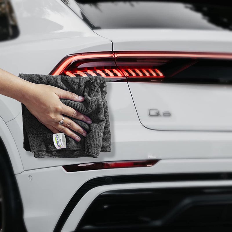 SOFTSPUN Microfiber Cloth 3 pcs 40x40 cms 340 GSM Grey Thick Lint StreakFree Multipurpose Cloths Automotive Microfibre Towels for Car Bike Cleaning Polishing Washing Detailing - Image 3