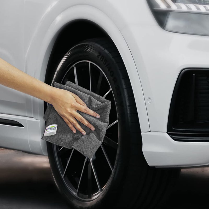 SOFTSPUN Microfiber Cloth 3 pcs 40x40 cms 340 GSM Grey Thick Lint StreakFree Multipurpose Cloths Automotive Microfibre Towels for Car Bike Cleaning Polishing Washing Detailing - Image 4