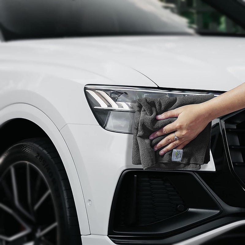 SOFTSPUN Microfiber Cloth 3 pcs 40x40 cms 340 GSM Grey Thick Lint StreakFree Multipurpose Cloths Automotive Microfibre Towels for Car Bike Cleaning Polishing Washing Detailing - Image 2