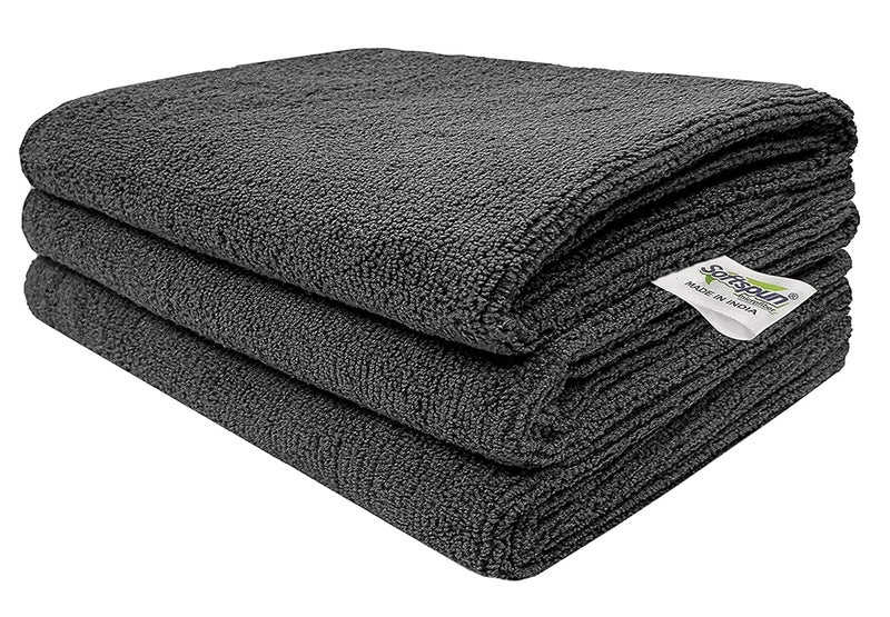 SOFTSPUN Microfiber Cloth 3 pcs 40x40 cms 340 GSM Grey Thick Lint StreakFree Multipurpose Cloths Automotive Microfibre Towels for Car Bike Cleaning Polishing Washing Detailing - Image 1