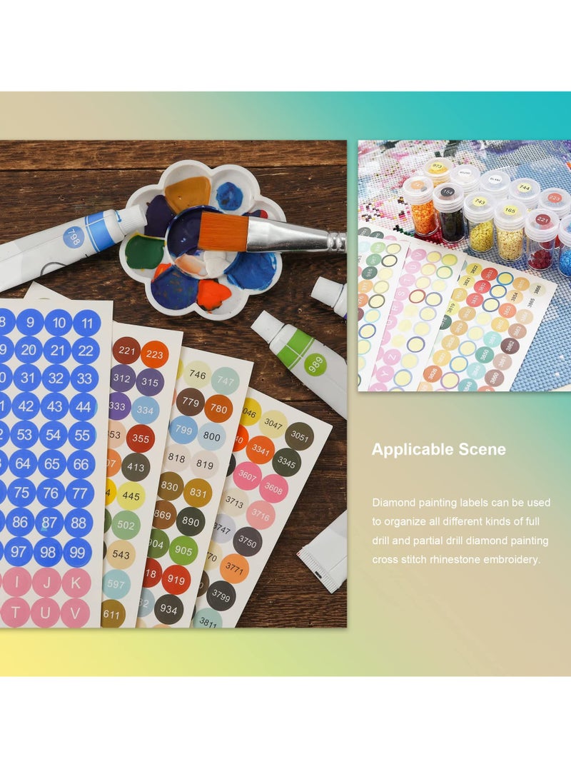 إكسفور ملصقات أرقام الألوان، ملصقات أرقام النقاط الماسية، 447 ملصقًا لحاويات التخزين، ملصقات أرقام اللوحة الماسية متعددة الألوان لصناديق التخزين ومخططات الألوان، مستديرة (4 ورقات) - Image 4