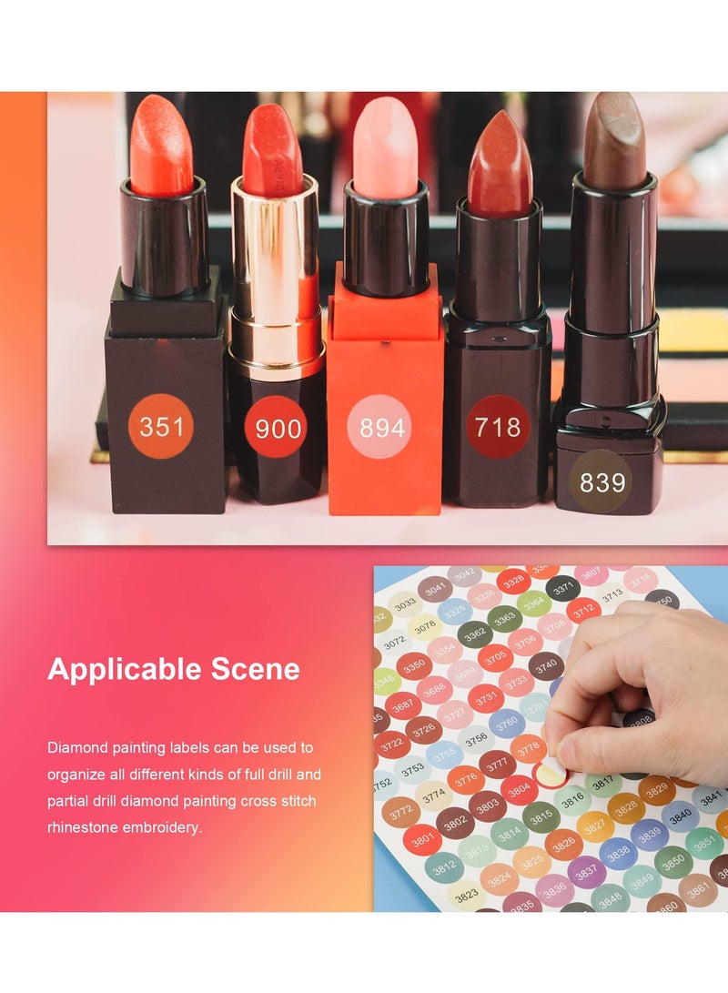إكسفور ملصقات أرقام الألوان، ملصقات أرقام النقاط الماسية، 447 ملصقًا لحاويات التخزين، ملصقات أرقام اللوحة الماسية متعددة الألوان لصناديق التخزين ومخططات الألوان، مستديرة (4 ورقات) - Image 2