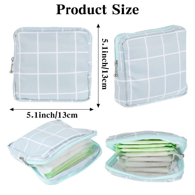 WY LIGHTING LEVEL 3 PCS Sanitary Pad Storage Bag Portable Period Bag for Teen Pads/Sanitary Napkins/Tampons, Sanitary Napkin Storage Bag First Period Gifts for School, Daily Hygiene Bag Travel Containers(Grey, Blue) - Image 2