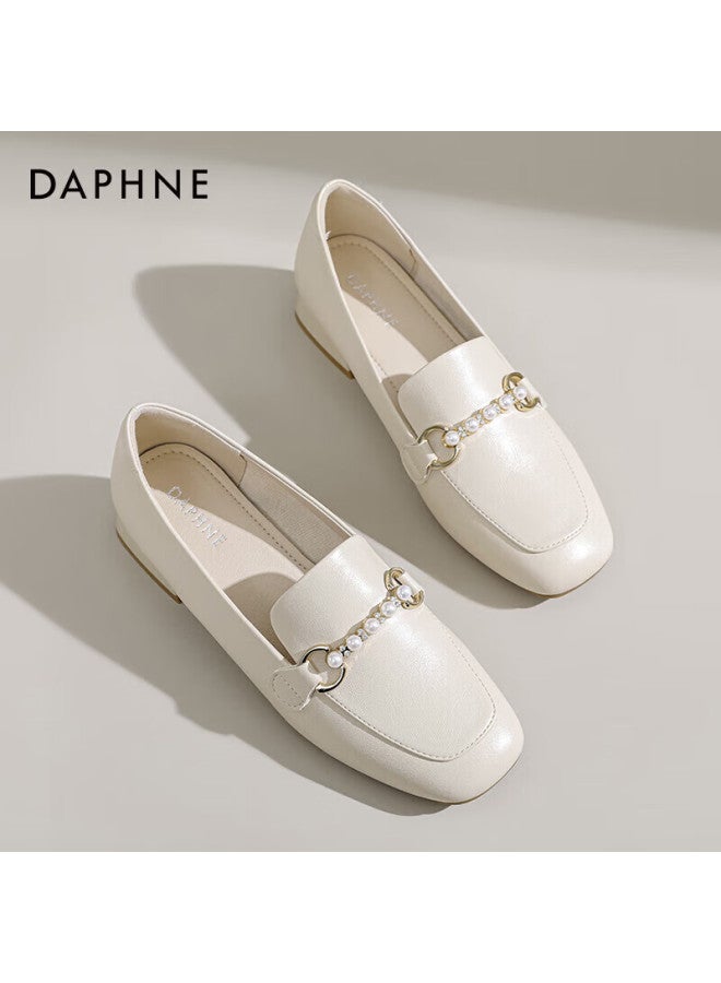 Daphne Women's Spring Fairy Style French Small Leather Shoes Shallow Mary Jane Shoes Off-white Size 35 - Image 1