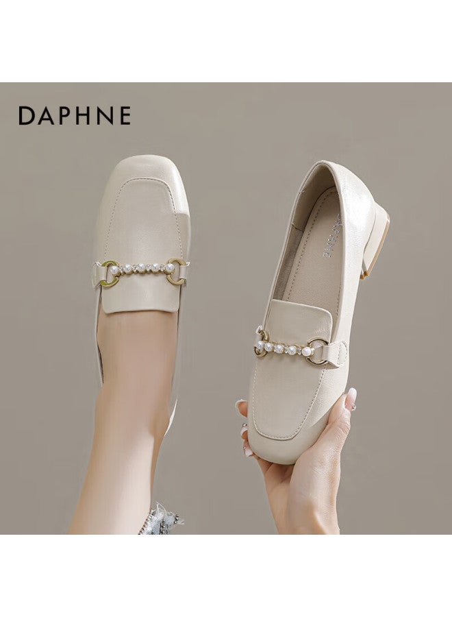 Daphne Women's Spring Fairy Style French Small Leather Shoes Shallow Mary Jane Shoes Off-white Size 35 - Image 4