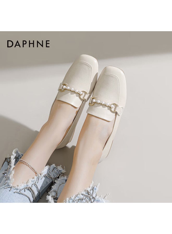 Daphne Women's Spring Fairy Style French Small Leather Shoes Shallow Mary Jane Shoes Off-white Size 35 - Image 2