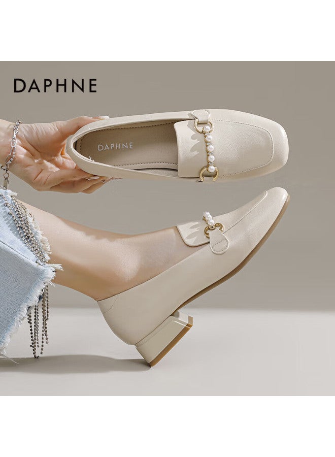 Daphne Women's Spring Fairy Style French Small Leather Shoes Shallow Mary Jane Shoes Off-white Size 35 - Image 5