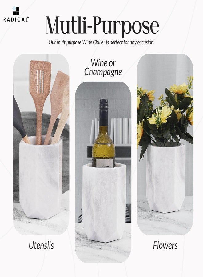 Radicaln Marble Wine Cooler White 6.5" Inches Handmade Insulated Cooler For Champagne - Wine Chiller & Beverage Coolers For Bar Accessories - Wine Bottle Holder - Image 5