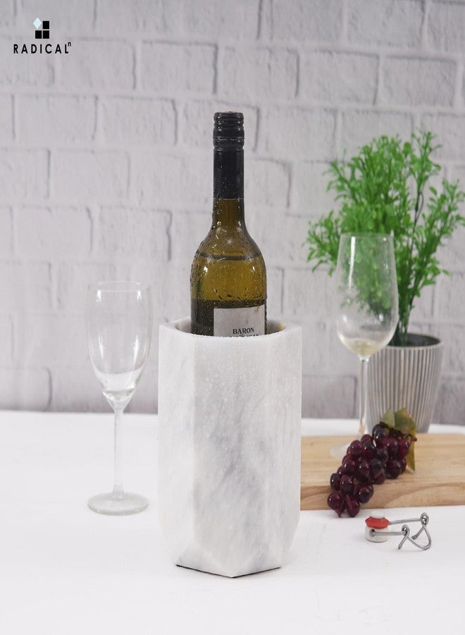Radicaln Marble Wine Cooler White 6.5" Inches Handmade Insulated Cooler For Champagne - Wine Chiller & Beverage Coolers For Bar Accessories - Wine Bottle Holder - Image 2
