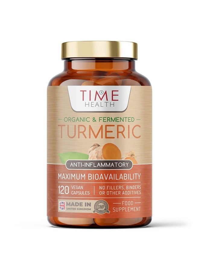 Time Health Organic Fermented Turmeric – Highly Bioavailable – Nutrient Rich – Vegan ,120 Capsules  - Image 1