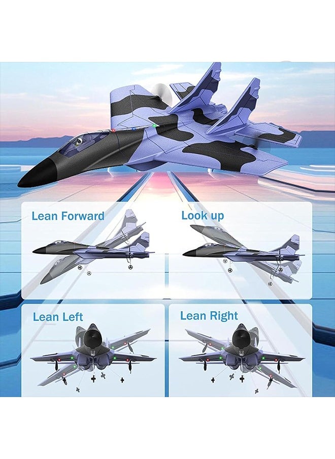 Beauenty - Rc Plane  2.4ghz Rc Remote Control Fighter Model Toy   Remote Control Fighter Jet  360° Remote Control Glider Airplanes with Lights  ZY530 Rc Fighter Jet Plane (B) - Image 1