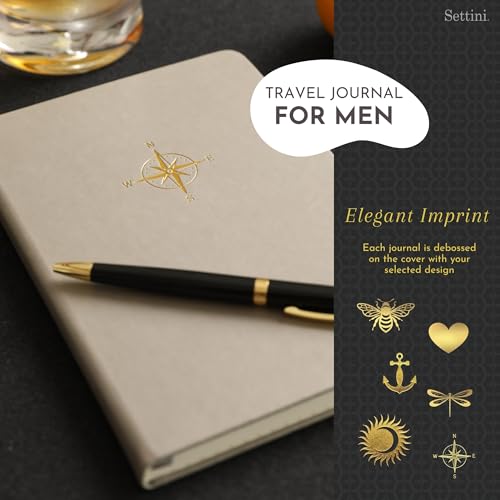 SETTINI Lined Journal, Ideal for Journaling - A5 Vegan Leather Notebook, 192 Archival-Quality Pages, QuillEase Bleed-Free Paper, Inner Pocket & Bookmark - Christmas Gifts, Grey Compass - Image 3