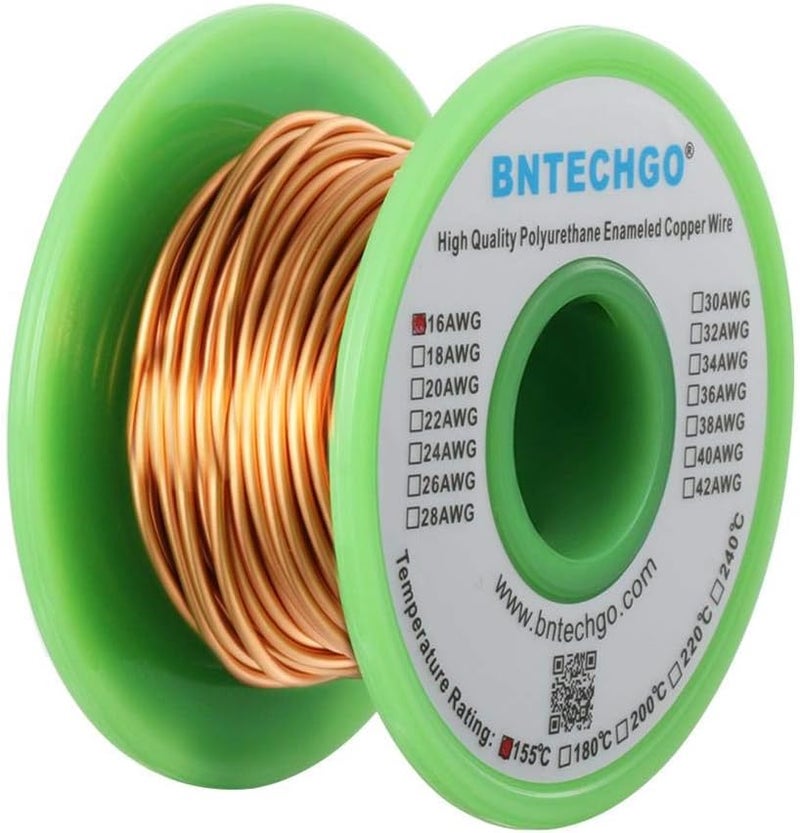 BNTECHGO 16 AWG Magnet Wire - Enameled Copper Wire - Enameled Magnet Winding Wire - 4 oz - 0.0492" Diameter 1 Spool Coil Natural Temperature Rating 155℃ Widely Used for Transformers Inductors - Image 2