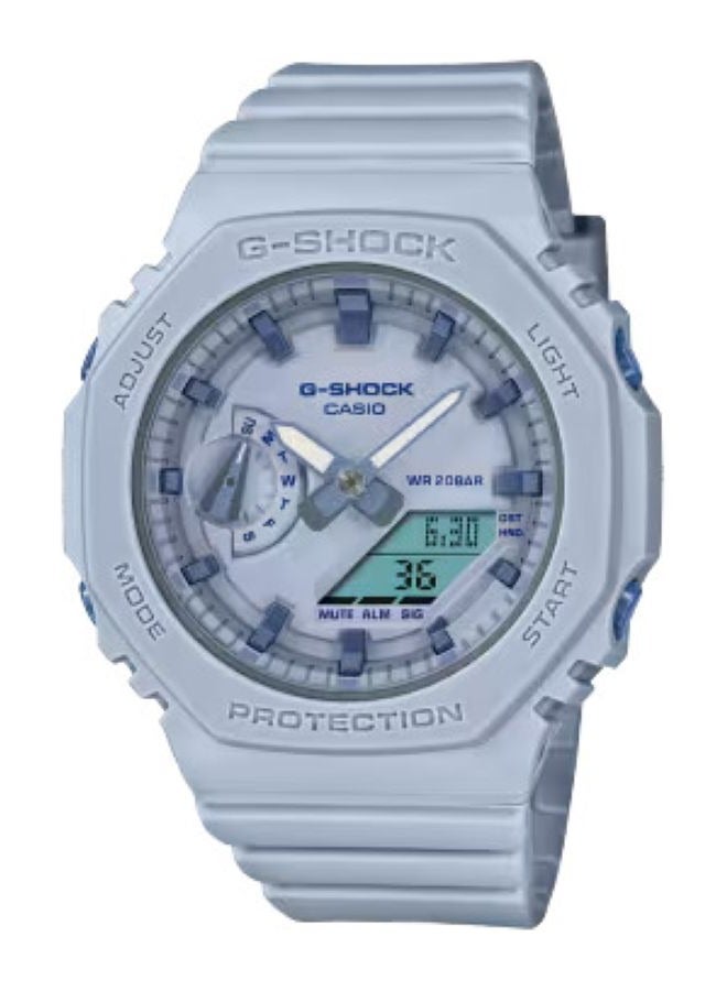 Casio G-Shock GMA-S2100BA-2A2ER Women’s Analog-Digital Watch – Blue Dial with Light Blue Accents, Blue Resin Band, Slim Design, Carbon Core Guard, Shock Resistant, 200M Water Resistant, LED Light, World Time, Stopwatch, Alarm