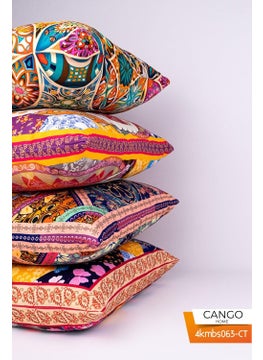 Cango Home Double-Sided Brown Ethnic Patterned 4-Piece Digital Printed Throw Pillow Cover Set 4KMBS191-CT  - Image 2