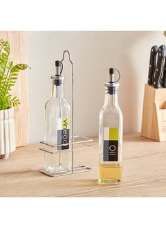 Home Box مجموعة زجاجات الخل والزيت الأساسية 2 قطعة ذات حامل 11.7 × 28.7 × 6.3 سم  - Image 1