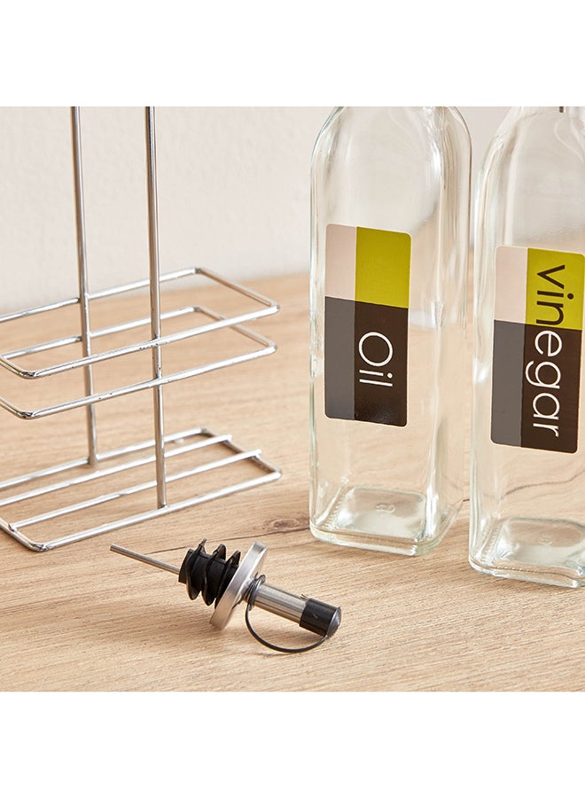 Home Box Essential 2-Piece Vinegar and Oil Bottle Set with Stand 11.7 x 28.7 x 6.3 cm  - Image 4