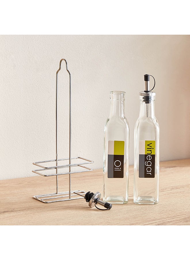 Home Box Essential 2-Piece Vinegar and Oil Bottle Set with Stand 11.7 x 28.7 x 6.3 cm  - Image 3