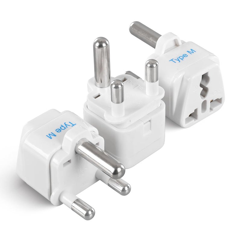 Ceptics India to South Africa Botswana Namibia More Type M Travel Adapter Plug CE Certified RoHS Compliant 3 Pack GP10L3PK - Image 1