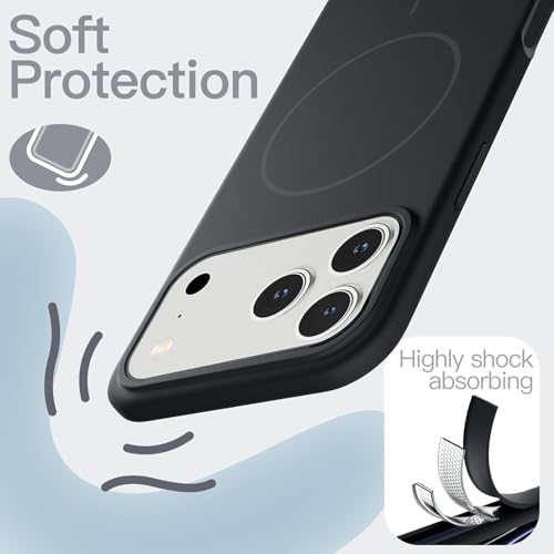 mobistyle Magnetic Silicone Back Cover for iPhone 17 Pro Max 6.9-Inch, Compatible with Mag-Safe, Silky Soft Touch, Shock Absorbing Phone Cover Case with Camera Lens Protection (Black) - Image 4