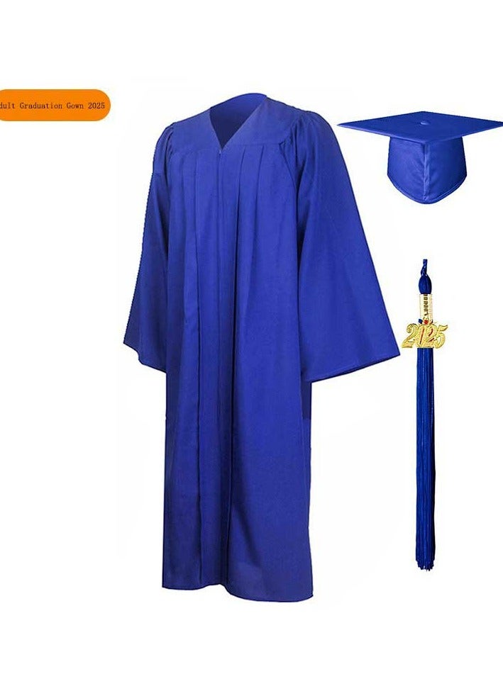 Loquat Middle High School College Graduation Gown Robe With Cap Blue - Image 1