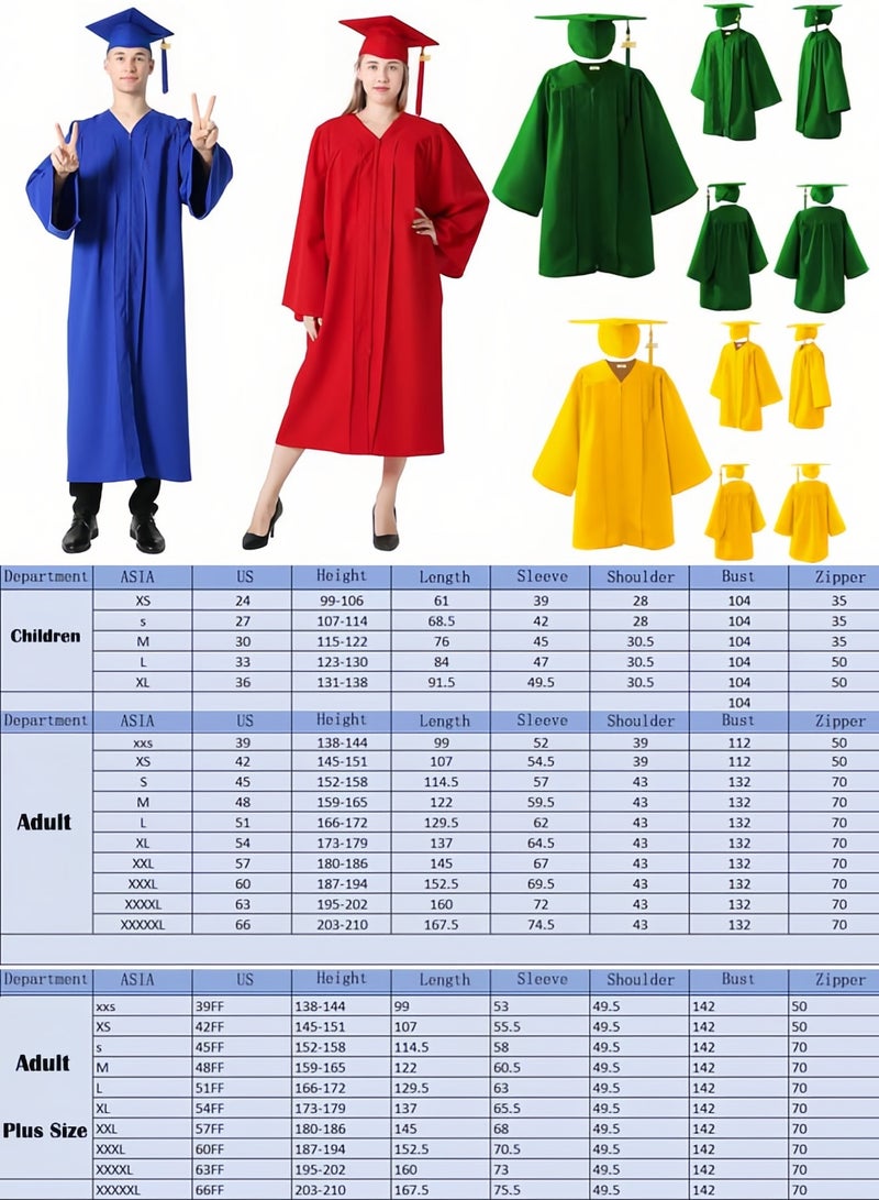 Loquat Middle High School College Graduation Gown Robe With Cap Blue - Image 3