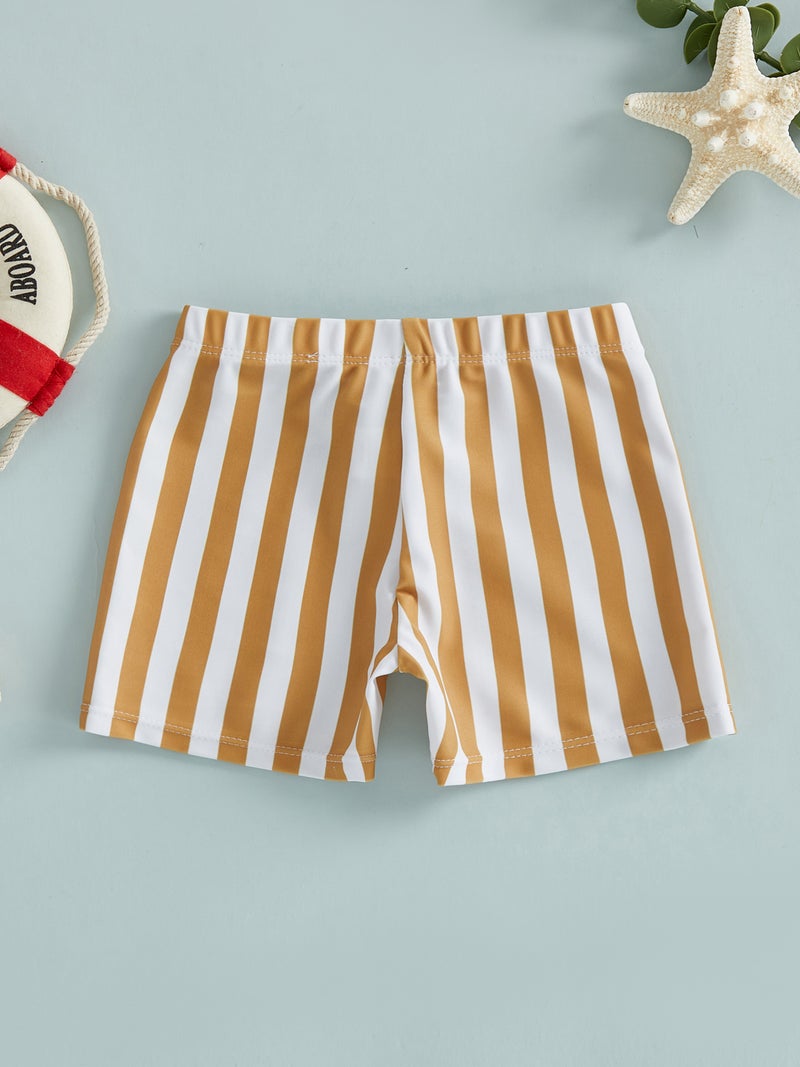 Swim Trunks for Baby Boys Fashion Stripes Print Elastic Waist Beach Shorts Kid Board Shorts - Image 1