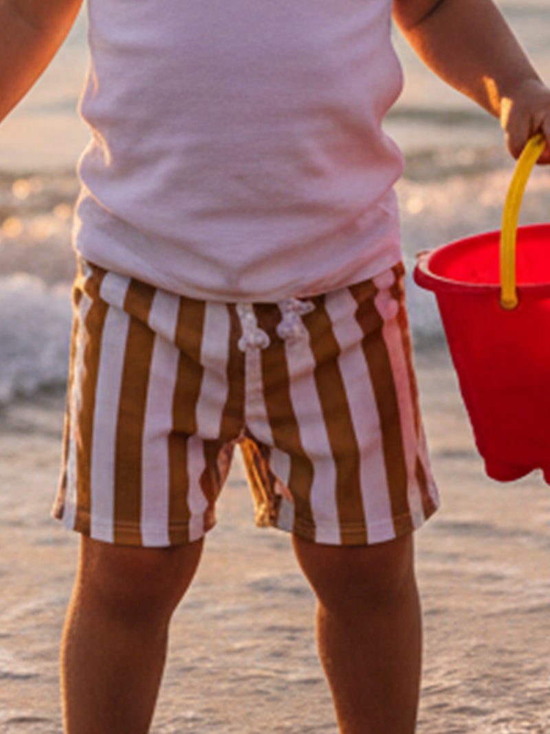 Swim Trunks for Baby Boys Fashion Stripes Print Elastic Waist Beach Shorts Kid Board Shorts - Image 3