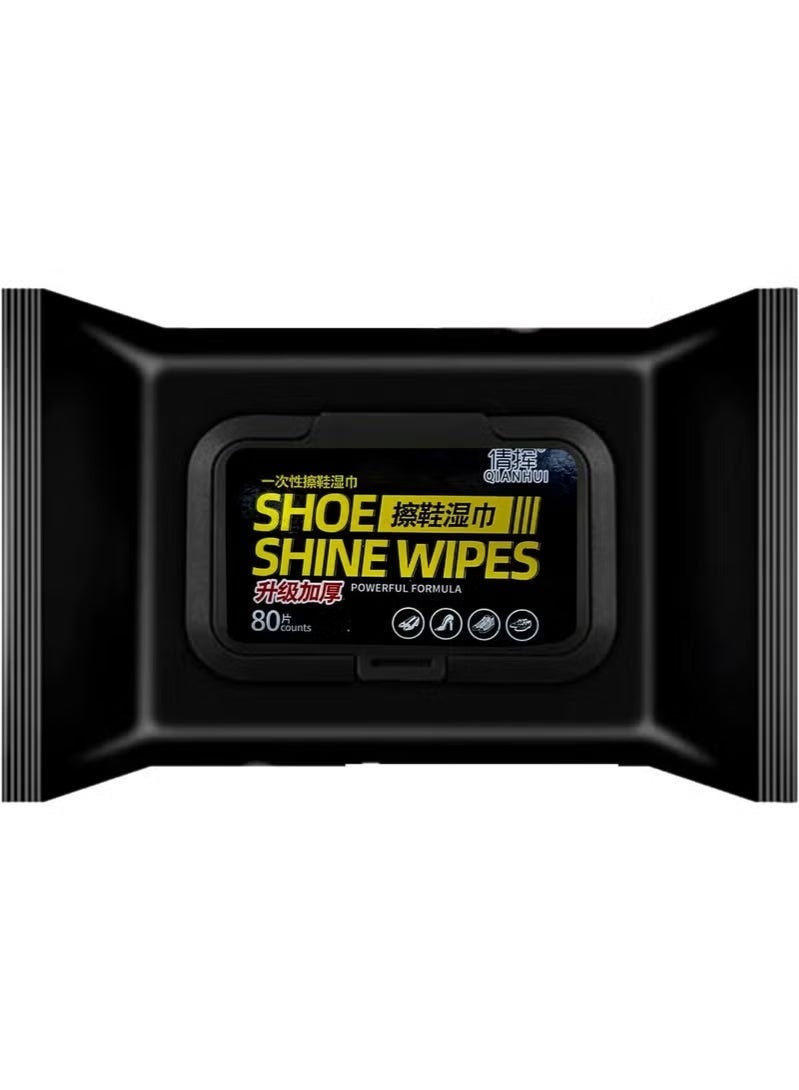 مناديل تلميع الأحذية مناديل مبللة سريعة التنظيف للأحذية الرياضية والصنادل والأحذية الجلدية منظف أحذية مناسب للسفر لإزالة الأوساخ والتلميع محلول سريع ومريح للعناية بالأحذية - 80 قطعة - Image 1