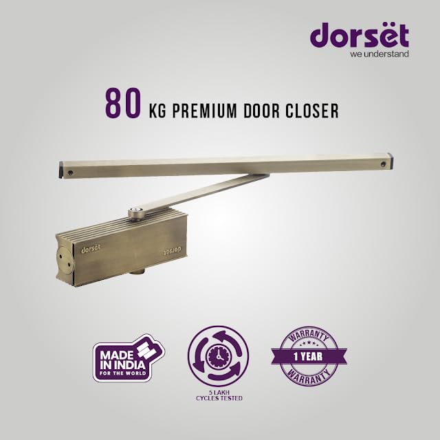 Dorset Door Closer for Home | Pelmet Door Closer with Holding Function | Door Closure for Wooden Doors - 5,00,000 Cycle Tested- Ideal for Door Weight Upto 80kg, Antique | DC80 Ext. (WP) PT - Image 2