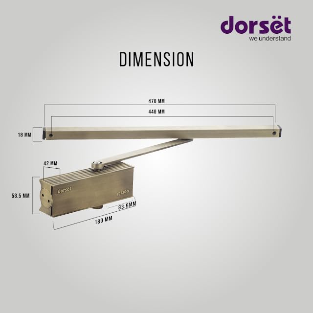 Dorset Door Closer for Home | Pelmet Door Closer with Holding Function | Door Closure for Wooden Doors - 5,00,000 Cycle Tested- Ideal for Door Weight Upto 80kg, Antique | DC80 Ext. (WP) PT - Image 4