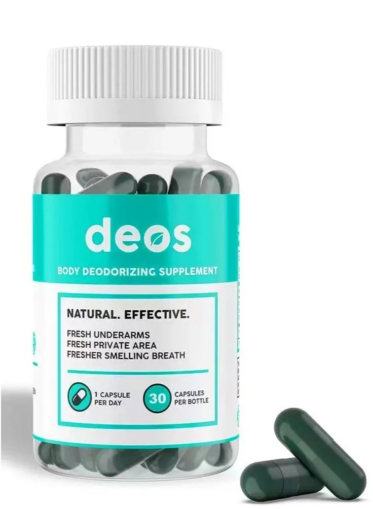 DEOS Chlorophyll Body Magic Remove Body Odor Naturally Fresh Underarms Breath and Area Smelling Chlorophyll Remove Body Odor Capsules Dietary Supplements 30 Capsules  - Image 1