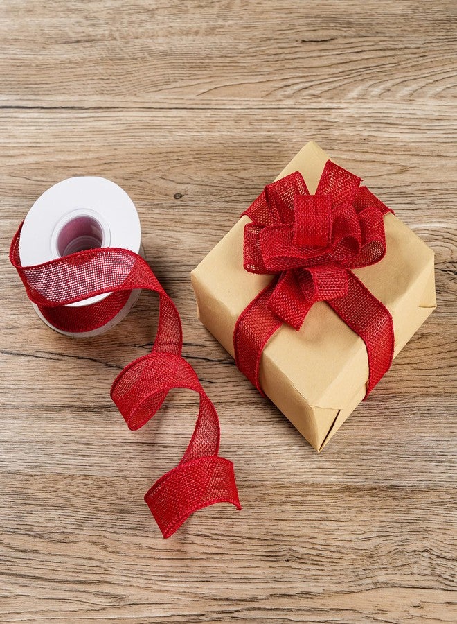 SDZMDL Red Burlap Wired Ribbon, Ribbon with Wire Edge for Mother's Day Decor, Gift Wrapping, Bows, Outdoors Wreath. 1 inch x 10 Yards/Roll. - Image 2