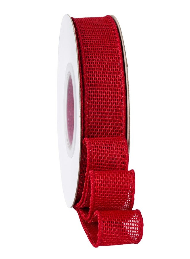 SDZMDL Red Burlap Wired Ribbon, Ribbon with Wire Edge for Mother's Day Decor, Gift Wrapping, Bows, Outdoors Wreath. 1 inch x 10 Yards/Roll. - Image 1