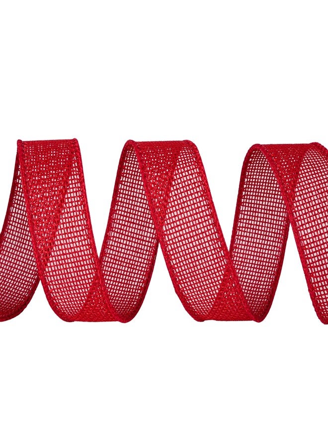 SDZMDL Red Burlap Wired Ribbon, Ribbon with Wire Edge for Mother's Day Decor, Gift Wrapping, Bows, Outdoors Wreath. 1 inch x 10 Yards/Roll. - Image 3