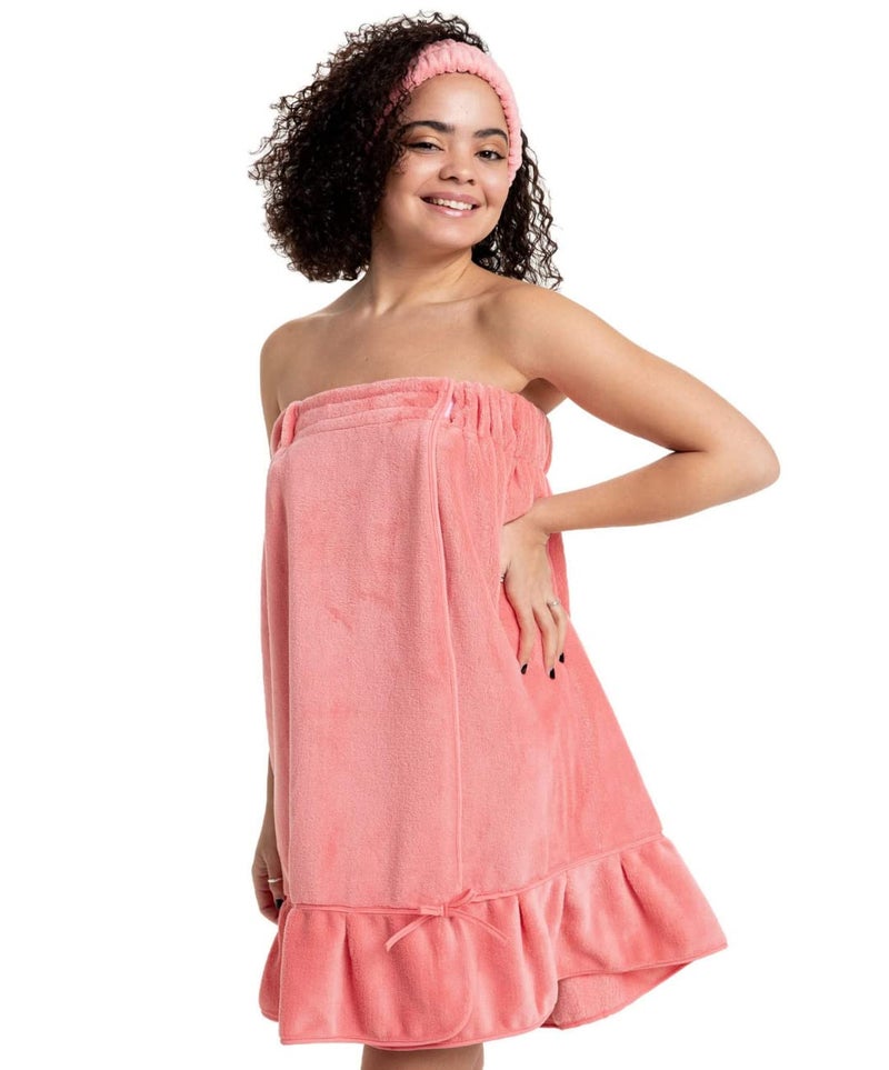 Bella il Fiore Bella il Fiore Spa Wrap  Towel Wrap For Women  Spa Robe Wraps for Women  Beach Cover Up  Bridesmaid Robes  Coral 