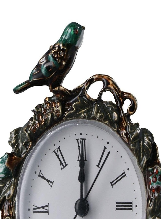 hobbyme Vintage Birds Retro Analog Table Clock European Retro Table Clock with a Bird Enamel for Living Room and Bedroom Art Decor - Image 2