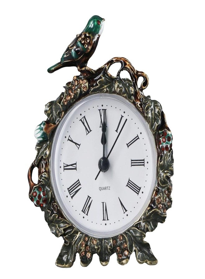 hobbyme Vintage Birds Retro Analog Table Clock European Retro Table Clock with a Bird Enamel for Living Room and Bedroom Art Decor - Image 5
