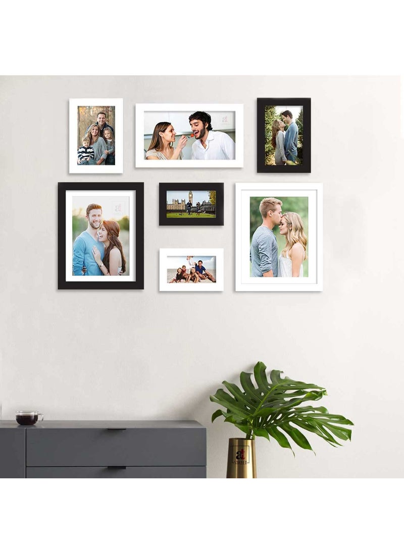 Art Street Art Street Set of 7 White & Black Wall Photo Frame for Home Decor, Picture Frame for Living Room Wall Decoration Mix Size (White & Black, 4x6, 5 x7, 8x10 Inchs)  - Image 1