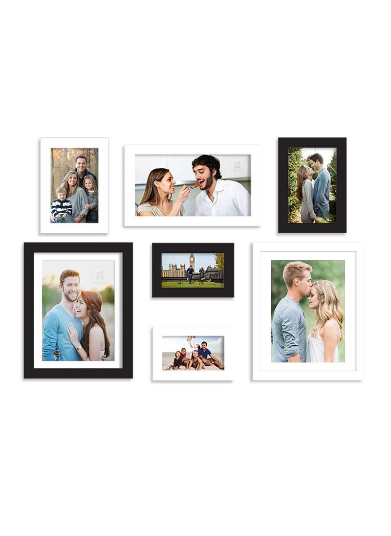 Art Street Art Street Set of 7 White & Black Wall Photo Frame for Home Decor, Picture Frame for Living Room Wall Decoration Mix Size (White & Black, 4x6, 5 x7, 8x10 Inchs)  - Image 3