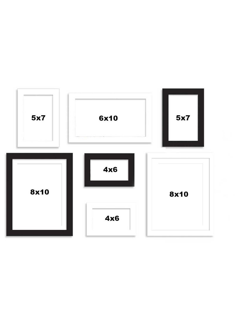 Art Street Art Street Set of 7 White & Black Wall Photo Frame for Home Decor, Picture Frame for Living Room Wall Decoration Mix Size (White & Black, 4x6, 5 x7, 8x10 Inchs)  - Image 2