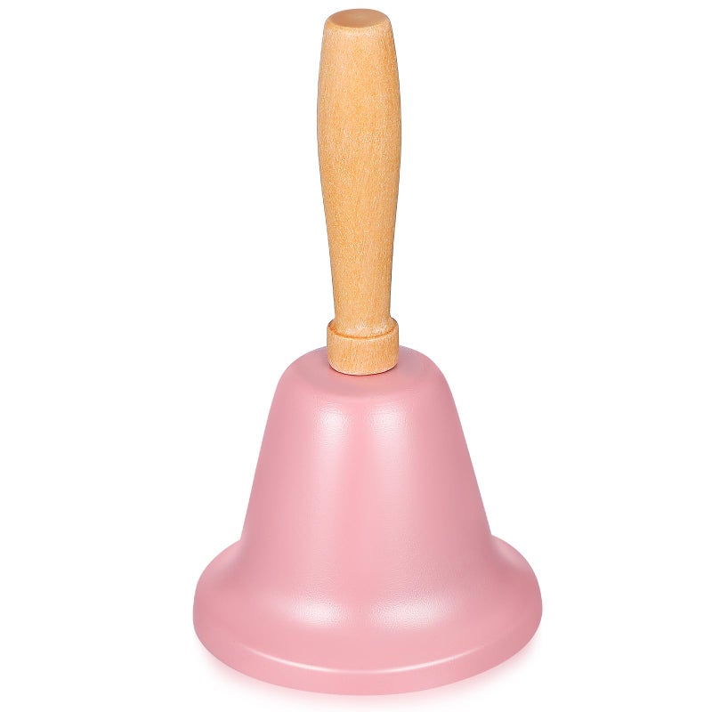 Pink Metal Hand Bell with Wood Handle 6.5cm Diameter for Festive Decor Party Customer Service - Image 2
